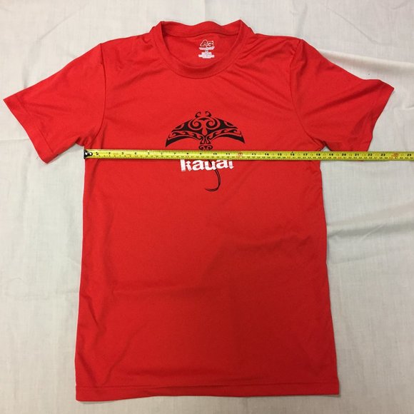 A S Cool Wear Kauai Sacred Waters Wai Kapu Activewear Red Shirt Medium Mens - Picture 5 of 6